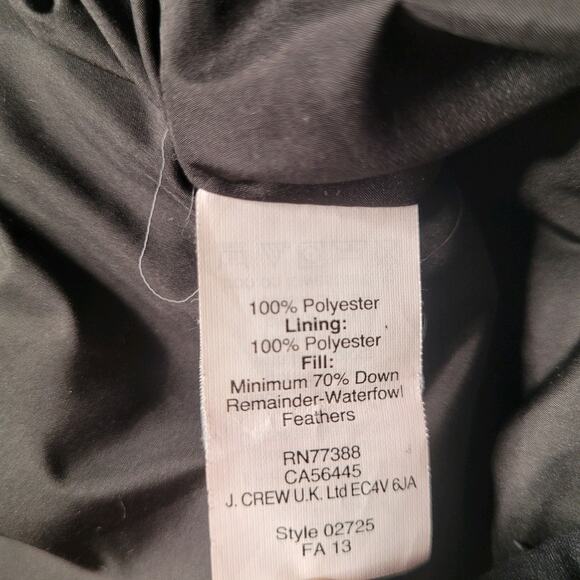 J. Crew Vest Small Black Excursion Quilted Down 02725 Zip Casual Lightweight - Picture 5 of 7